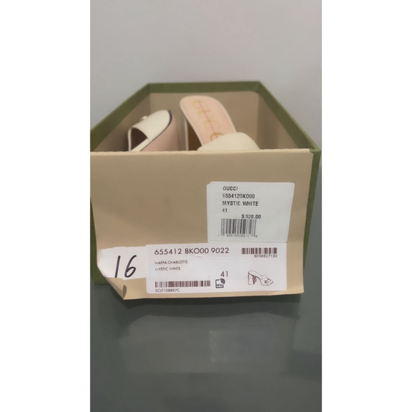 Gucci Nappa Charlotte Heeled Mules in Mystic White Size 41 - Picture 13 of 16